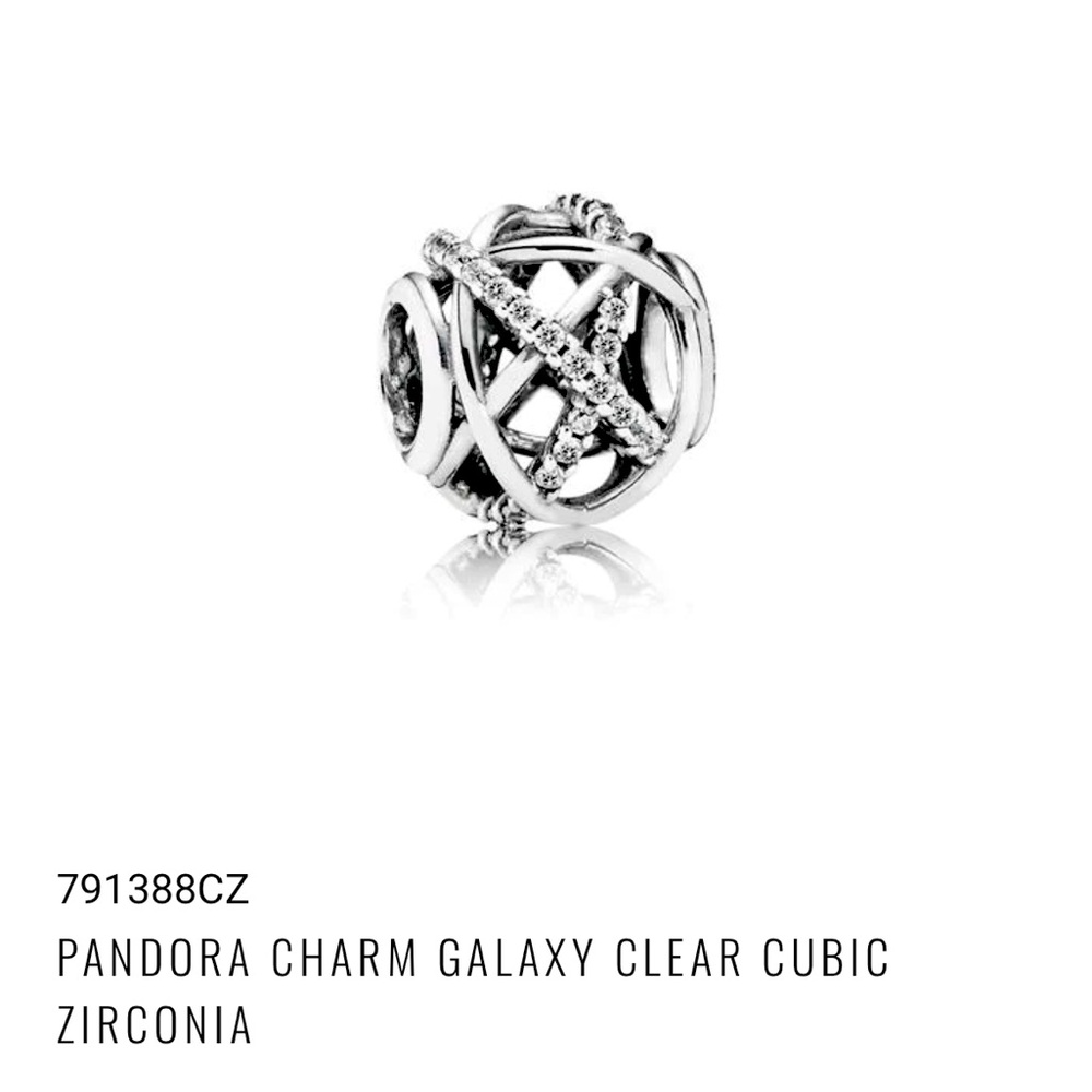 Pandora 925 Silver Galaxy Charm with Clear Cubic Zirconia